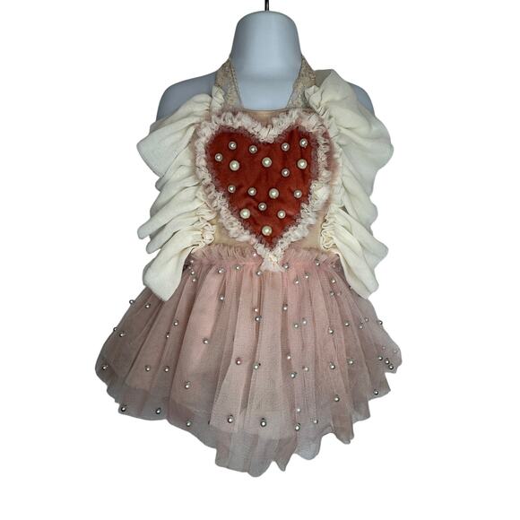 None and/or Unknown Handbags - 457. Handmade Pearl Heart Tulle Tutu Dress Size 9-12 Months